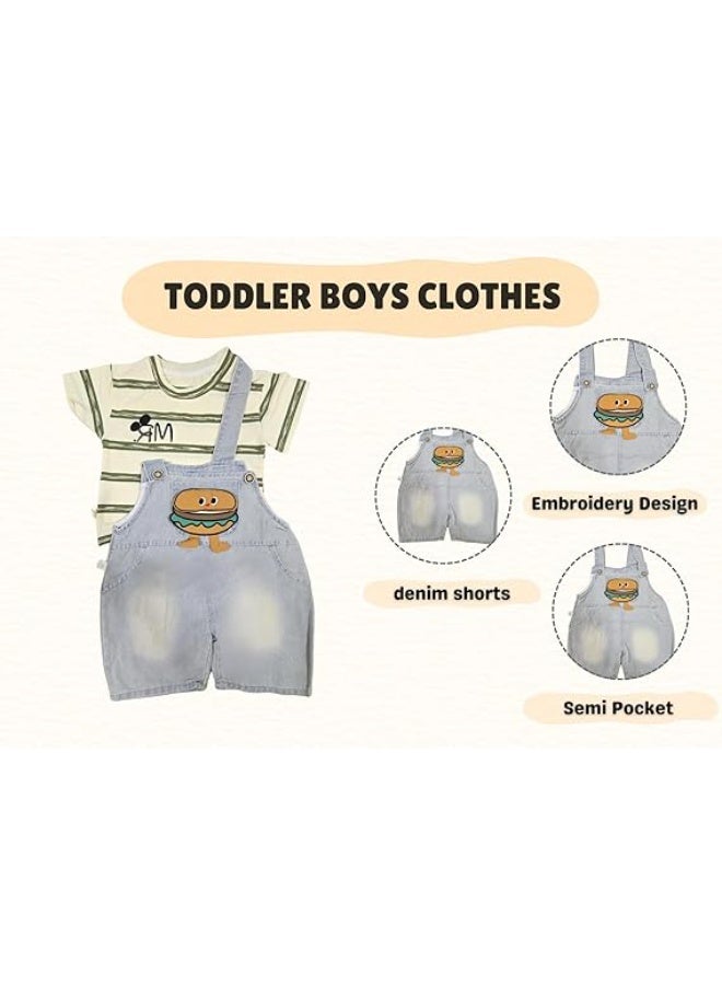 MINIIMODZ : MINII MODZ Burger Buddy Overalls Set - Boys Party Dress, Casual & Festival Wear, Ethnic Set, Overalls Set with Burger Buddy - Image 4